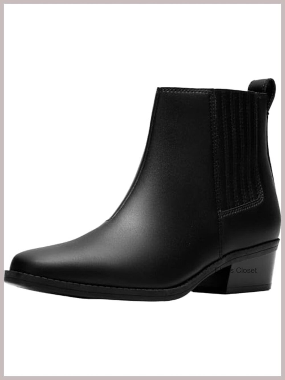 Danyelle Skip Leather Chelsea Ankle Boot Block Heel Zip Casual